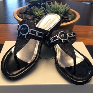 Marc FisherAmina2 Black Multi Textured Sandals, Like New. 7.5